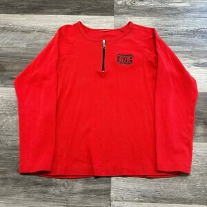 Vintage Harley Davidson Red womens L Zip Chest Top Embroidered Schaeffer's Shirt